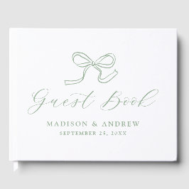 Elegant Sage Green Bow Wedding Gästebuch