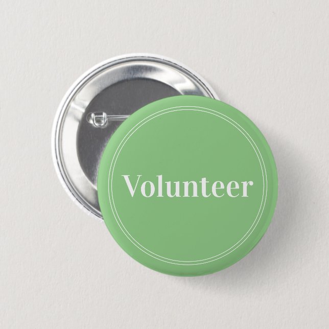 Elegant Sage Green Button-back Volunteer Buttons (Vorne & Hinten)