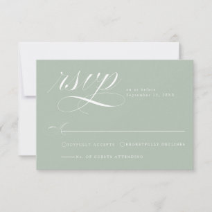 Elégant Sage Green Calligraphie Mariage Carte RSVP