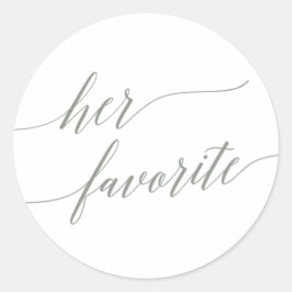 Elegant Sage Green Calligraphy Ihre Lieblingsfavor Runder Aufkleber