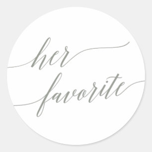 Elegant Sage Green Calligraphy Ihre Lieblingsfavor Runder Aufkleber
