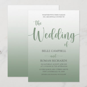 Elegant Sage Green Calligraphy Script Wedding Einladung