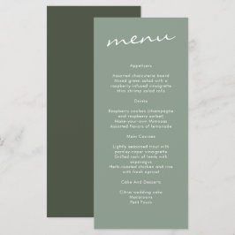 Elegant Sage Green Calligraphy Wedding Menükarte
