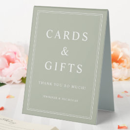 Elegant Sage Green Cards And Gifts Wedding Tischaufsteller