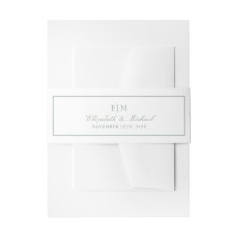 Elegant Sage Green Classic Script Monogram Wedding Einladungsbanderole