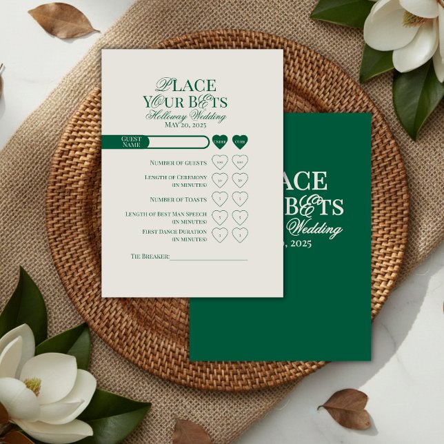 Elégant Sage Green Editable Mariage Prop Bet Card (Elegant Sage Green Editable Wedding Prop Bet Card)