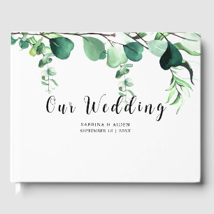 Elegant Sage Green Eucalyptus Foliage Wedding Gästebuch