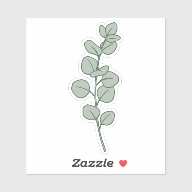 Elegant Sage Green Eucalyptus Minimalist Botanical Aufkleber (Blatt)