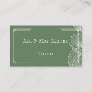 Elegant Sage Green Eucalyptus Wedding Folded Place Platzkarte
