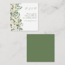 Elegant Sage Green Floral Outdoor Wedding RSVP