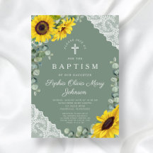 Elegant Sage Green Floral Religiöse Taufe