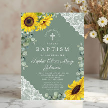 Elegant Sage Green Floral Religiöse Taufe