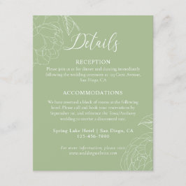 Elegant Sage Green Floral Wedding Details Begleitkarte