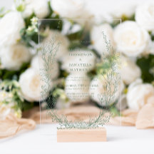 Elegant Sage Green Floral Wreath Monogram Wedding