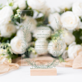 Elegant Sage Green Floral Wreath Monogram Wedding Acryleinladungen