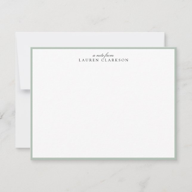 Elegant Sage Green Frame Personalized Note Card Einladung (Vorderseite)