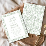 Elegant Sage Green French Floral Toile Einladung<br><div class="desc">Invite guests in timeless style with this elegant sage green French floral toile invitation. Featuring a refined toile pattern inspired by classic French countryside design, this template combines vintage charm and modern sophistication. The muted sage tones and intricate floral detailing make it ideal for weddings, bridal showers, or elegant garden...</div>