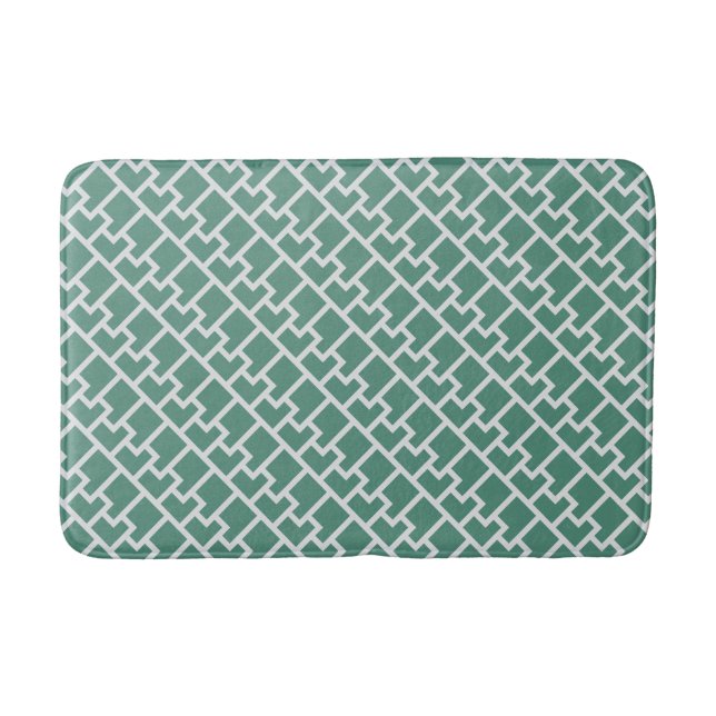 Elegant Sage Green Geometric Pattern Badematte (Vorderseite)