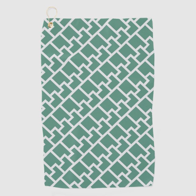 Elegant Sage Green Geometric Pattern Golfhandtuch (Vorderseite)
