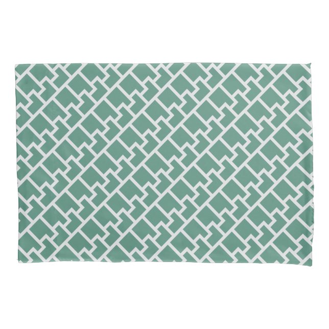 Elegant Sage Green Geometric Pattern Kissenbezug (Vorderseite)
