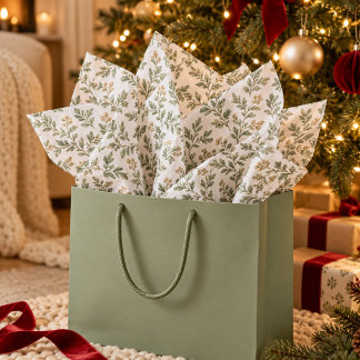 Elegant Sage Green Gold Foliage Seidenpapier