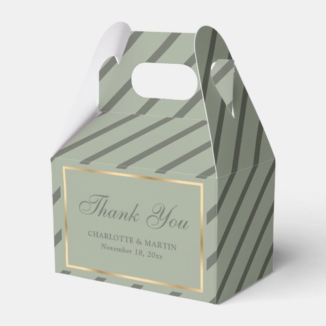 Elegant Sage Green Gold Wedding Vielen Dank Geschenkschachtel (Vorderseite)