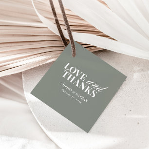 Elegant Sage Green Hochzeit Danke Geschenkanhänger