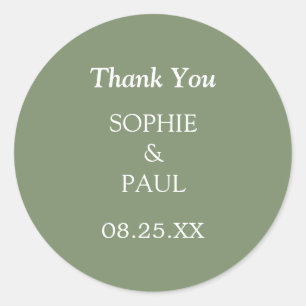 Élégant Sage Green Mariage Merci Sticker