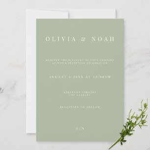 Elégant Sage Green Mariage Réception Invitation