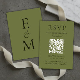 Elegant Sage Green Minimalist Wedding QR Code RSVP Karte