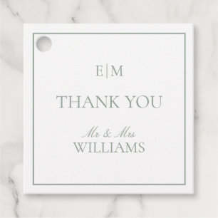 Elegant Sage Green Monogram Vielen Dank für Ihre H Geschenkanhänger