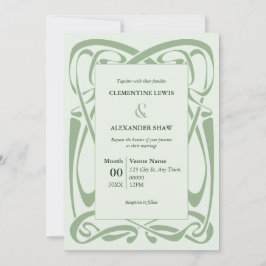 Elegant Sage Green on Mint Green Vintage Ribbon Einladung