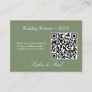 Elegant Sage Green QR Code Site Web Carte RSVP