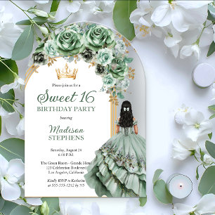 Elegant Sage Green Rose Blumensaft 16 Party Acryleinladungen
