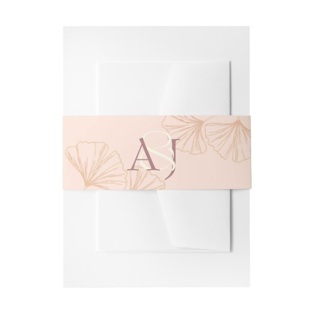 Elegant Sage Green & Rose Pink Ginkgo Wedding Einladungsbanderole (Vorderseite Beispiel)