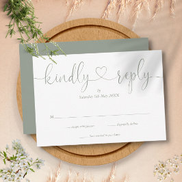 Elegant Sage Green Script Heart Kindly Antwort