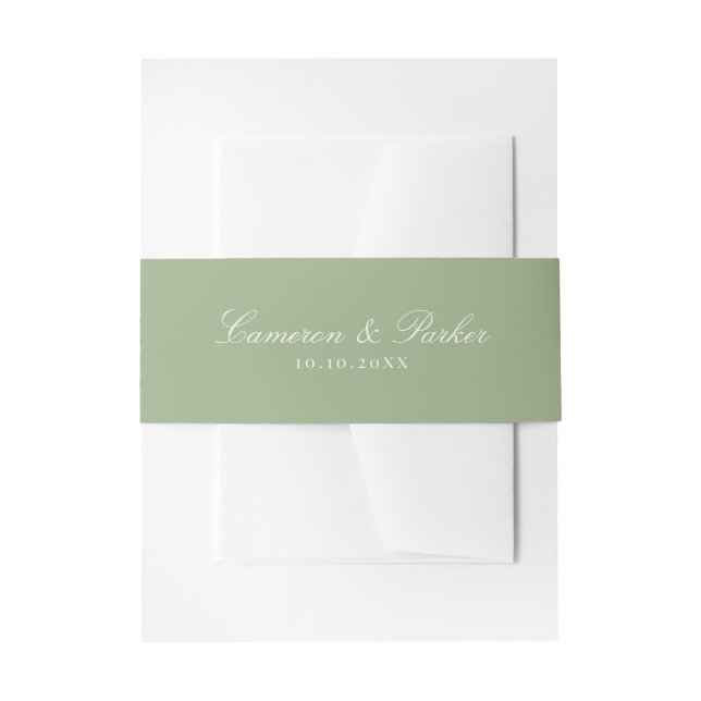 Elegant Sage Green Script Names Wedding Einladungsbanderole (Vorderseite Beispiel)