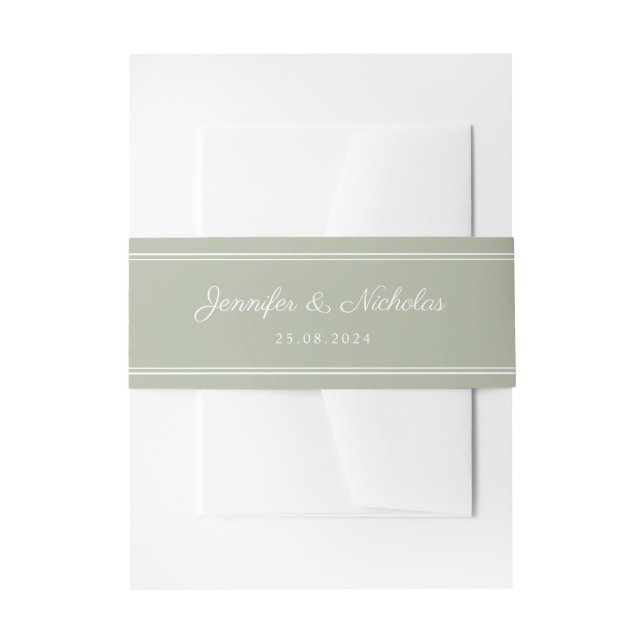 Elegant Sage Green Script Wedding Einladungsbanderole (Vorderseite Beispiel)