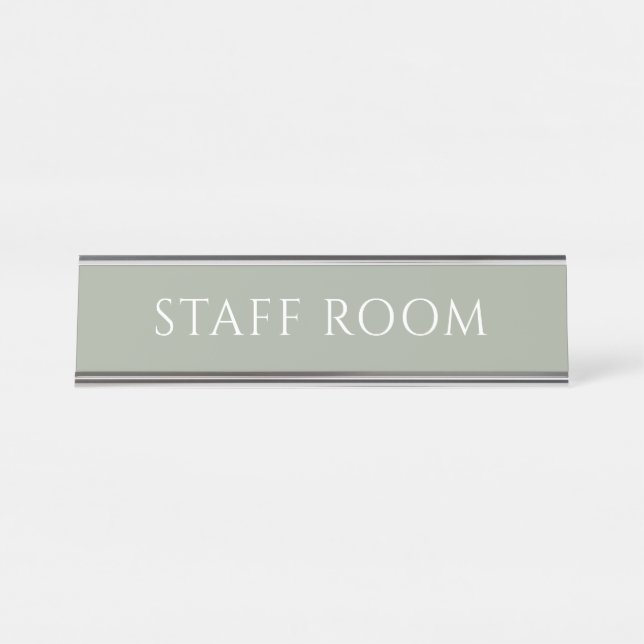 Elegant Sage Green Staff Room Name Plate Schreibtischnamensplakette (Vorderseite )