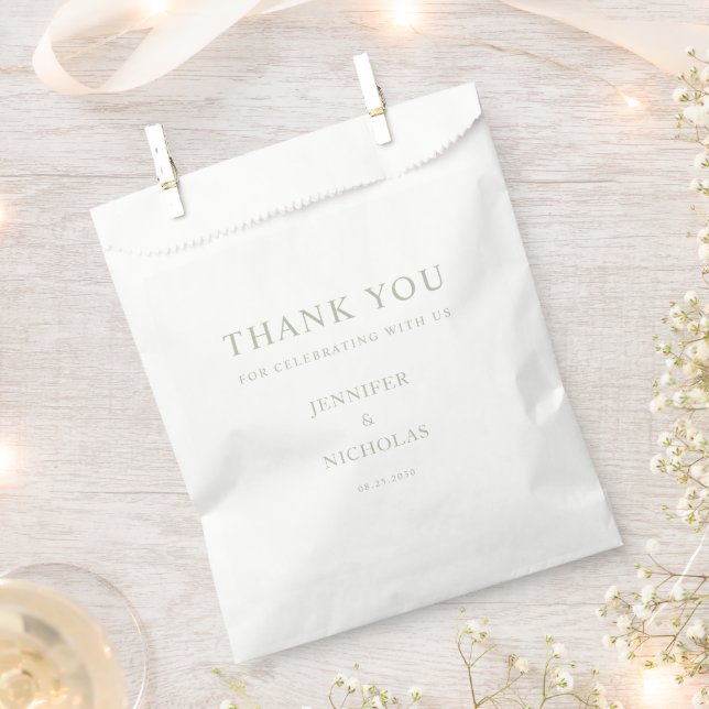 Elegant Sage Green Thank You Wedding Geschenktütchen (Ausgeschnitten)