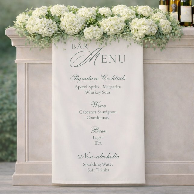 Elegant Sage Green Wedding Bar Menu Banner (Von Creator hochgeladen)