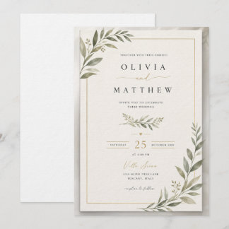 Elegant Sage Green Wedding Invitation | Minimalist