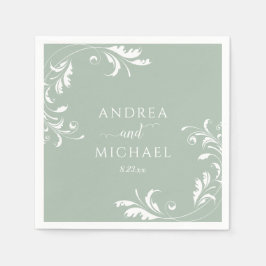 Elegant Sage Green Wedding Napkins Serviette
