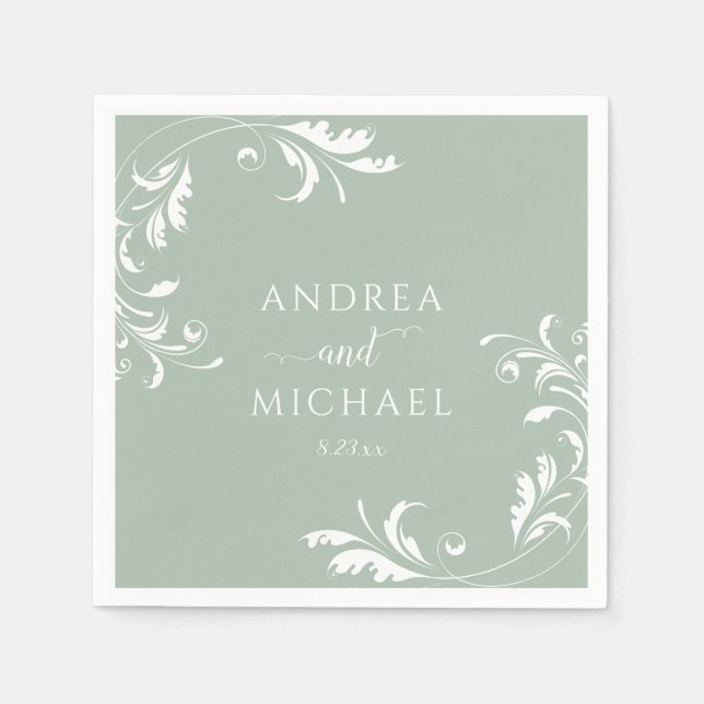 Elegant Sage Green Wedding Napkins Serviette (Vorderseite)