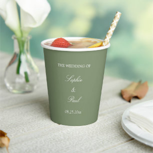 Elegant Sage Green Wedding Paper Cups Pappbecher