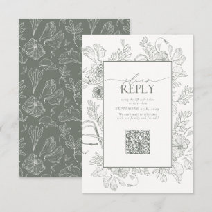 Elegant Sage Green Wedding QR Code Bitte beantwort RSVP Karte