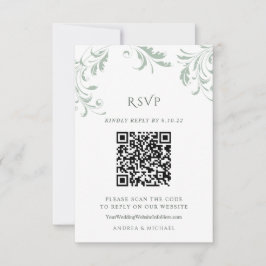 Elegant Sage Green Wedding QR Code Online-Antwort RSVP Karte