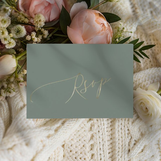 Elegant Sage Green Wedding RSVP Karte (Von Creator hochgeladen)
