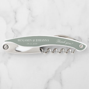 Elegant Sage Green Wedding Vielen Dank an die Gast Kellnermesser