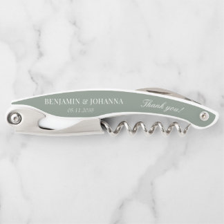 Elegant Sage Green Wedding Vielen Dank an die Gast Kellnermesser